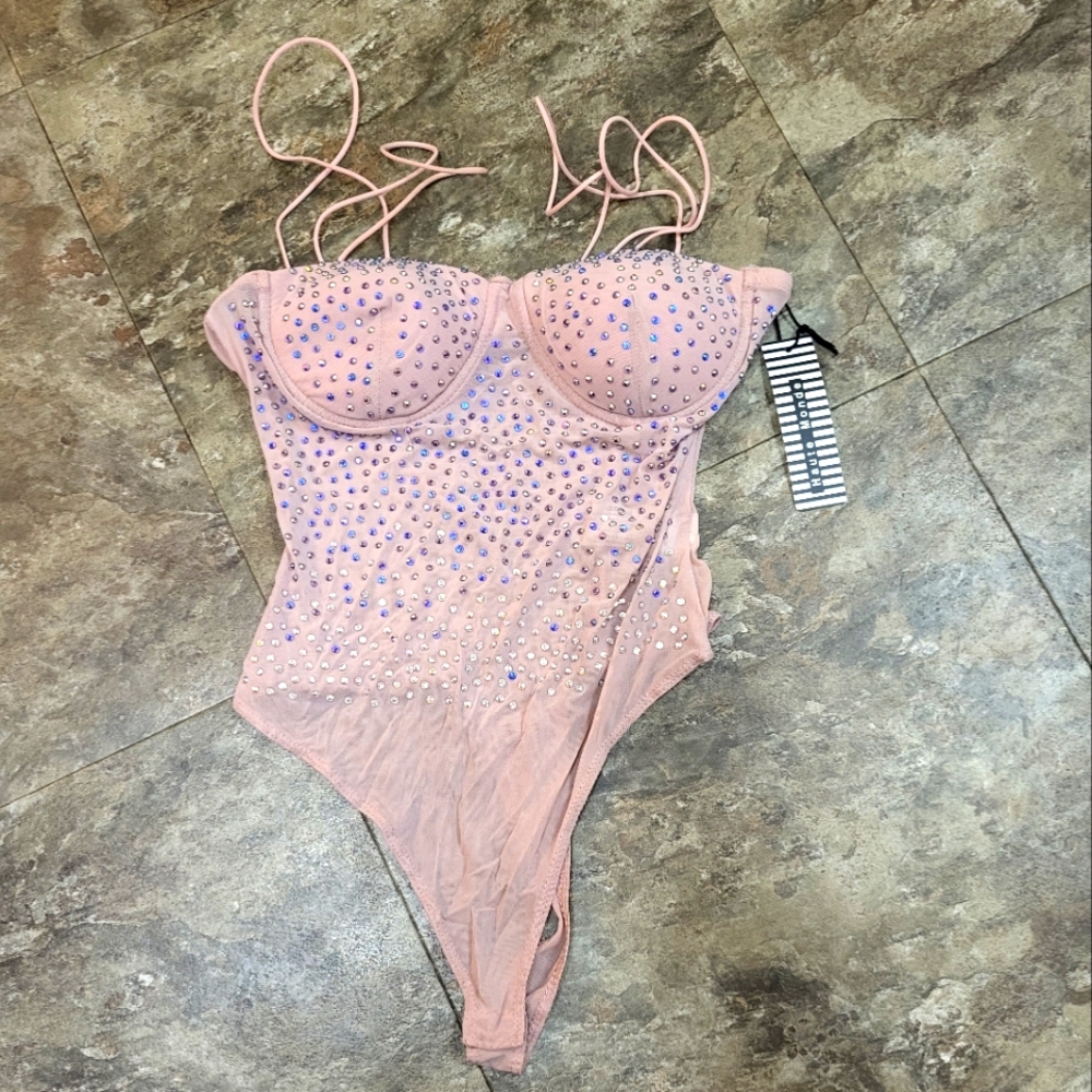 Pink rinestone bodysuit